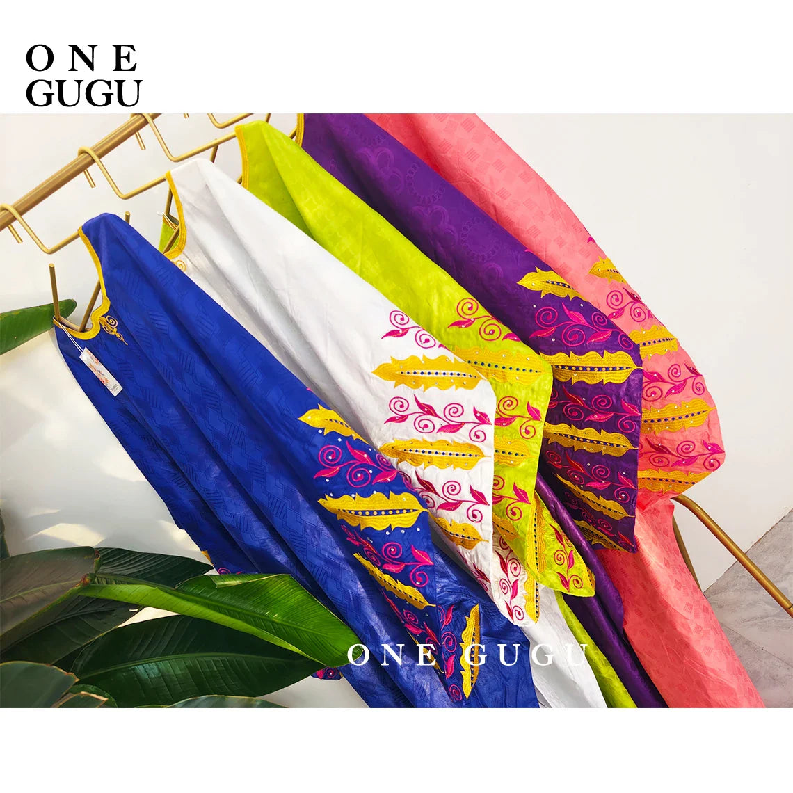 Detail view of exquisite embroidery on a Luxury Royal Blue African Boubou Dress, perfect for formal occasions.