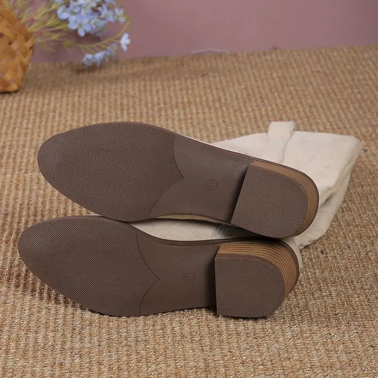 Luxurious Stylish Women’s Chelsea Cowboy Knee-High Boots featuring mid heels and zipper closure, exemplifying punk fashion in sizes 36-50.