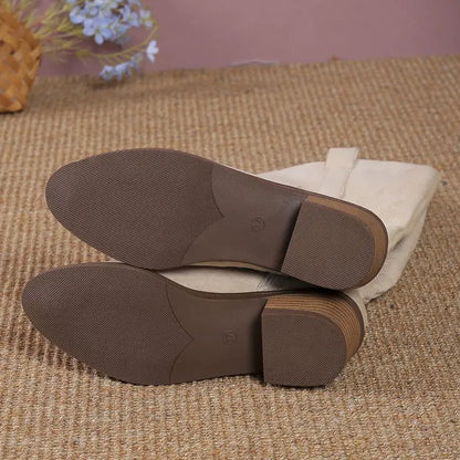 Luxurious Stylish Women’s Chelsea Cowboy Knee-High Boots featuring mid heels and zipper closure, exemplifying punk fashion in sizes 36-50.