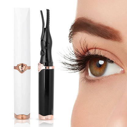 Close-up of USB rechargeable eyelash curler showcasing sleek ABS material, perfect for achieving a luxurious eye look.