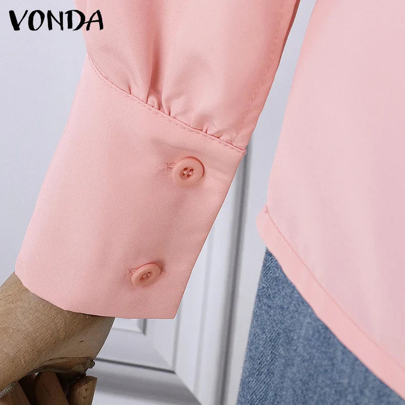 Fashion-forward plus size 5XL blouse with a loose fit, perfect for the modern woman's collection, embodying European and American style.