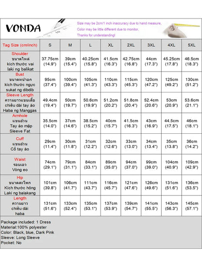 Chic and fashionable, the Plus Size 5XL Bohemian Maxi Dress by VONDA, highlighted against a sunny backdrop, perfect for stylish women who desire comfort combined with elegance.