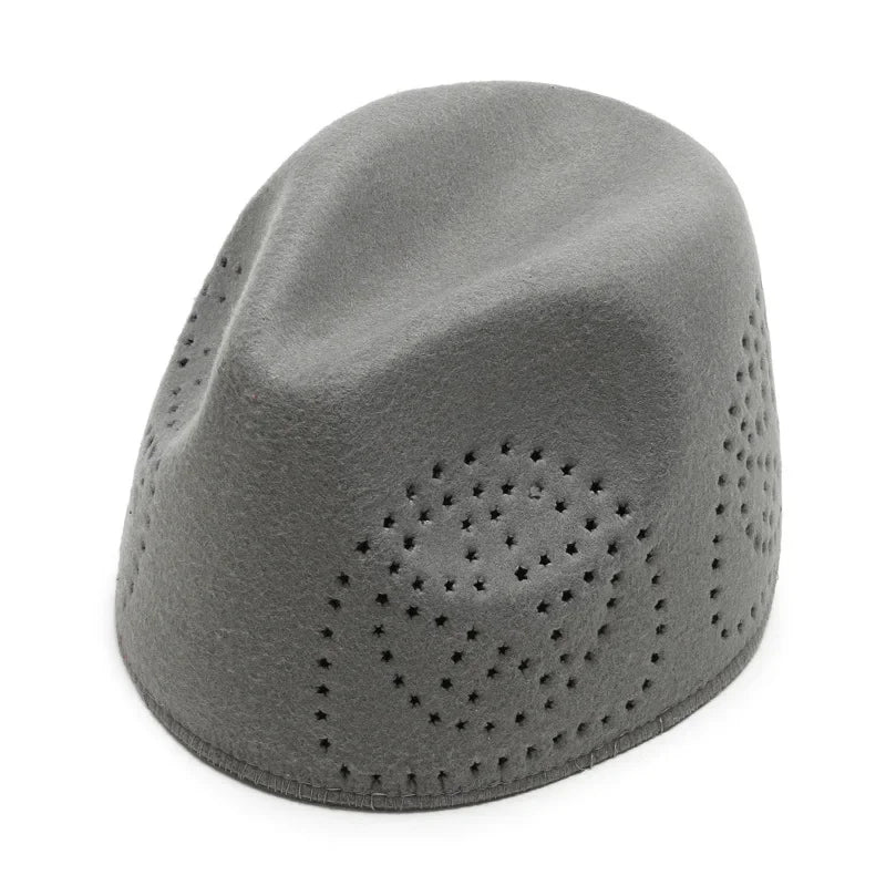 Fashionable Eid prayer hat for adults in green and red, elegantly crafted with a geometric pattern, perfect for enhancing formal and casual attire.