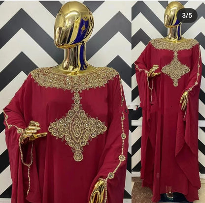 Women’s luxurious chiffon Dashiki abaya in vibrant colours, embodying elegance and comfort for all occasions.