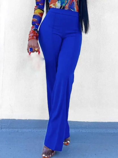 Chic solid colour flare pants emphasizing a refined silhouette for office ladies.