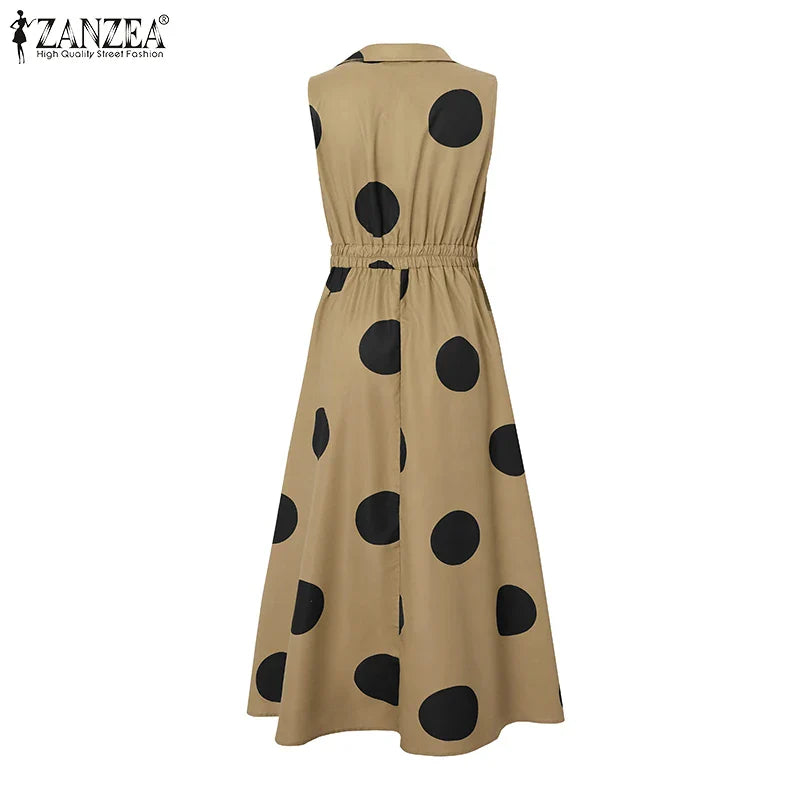 Detail view of ZANZEA Maxi Dress featuring luxurious folds and fine craftsmanship, ideal for the modern office lady.