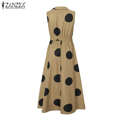 Detail view of ZANZEA Maxi Dress featuring luxurious folds and fine craftsmanship, ideal for the modern office lady.