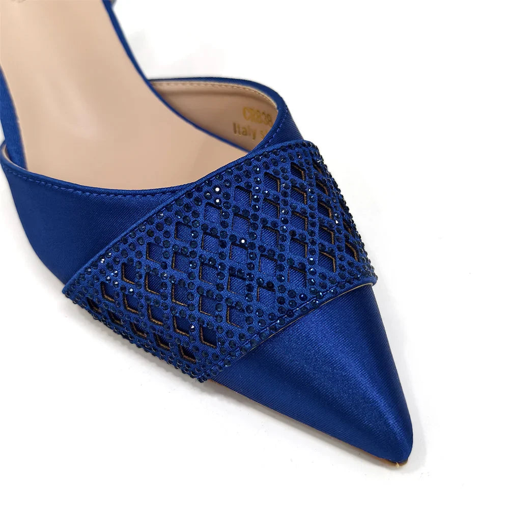 Elegant women's Italian slingback party shoe featuring a diamond butterfly design, perfect for formal occasions.