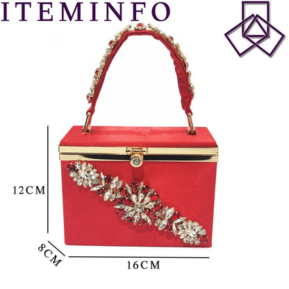 Stylish red handbag with a metal handle and long chain shoulder strap, beautifully complementing the pointed toe shoe ensemble.