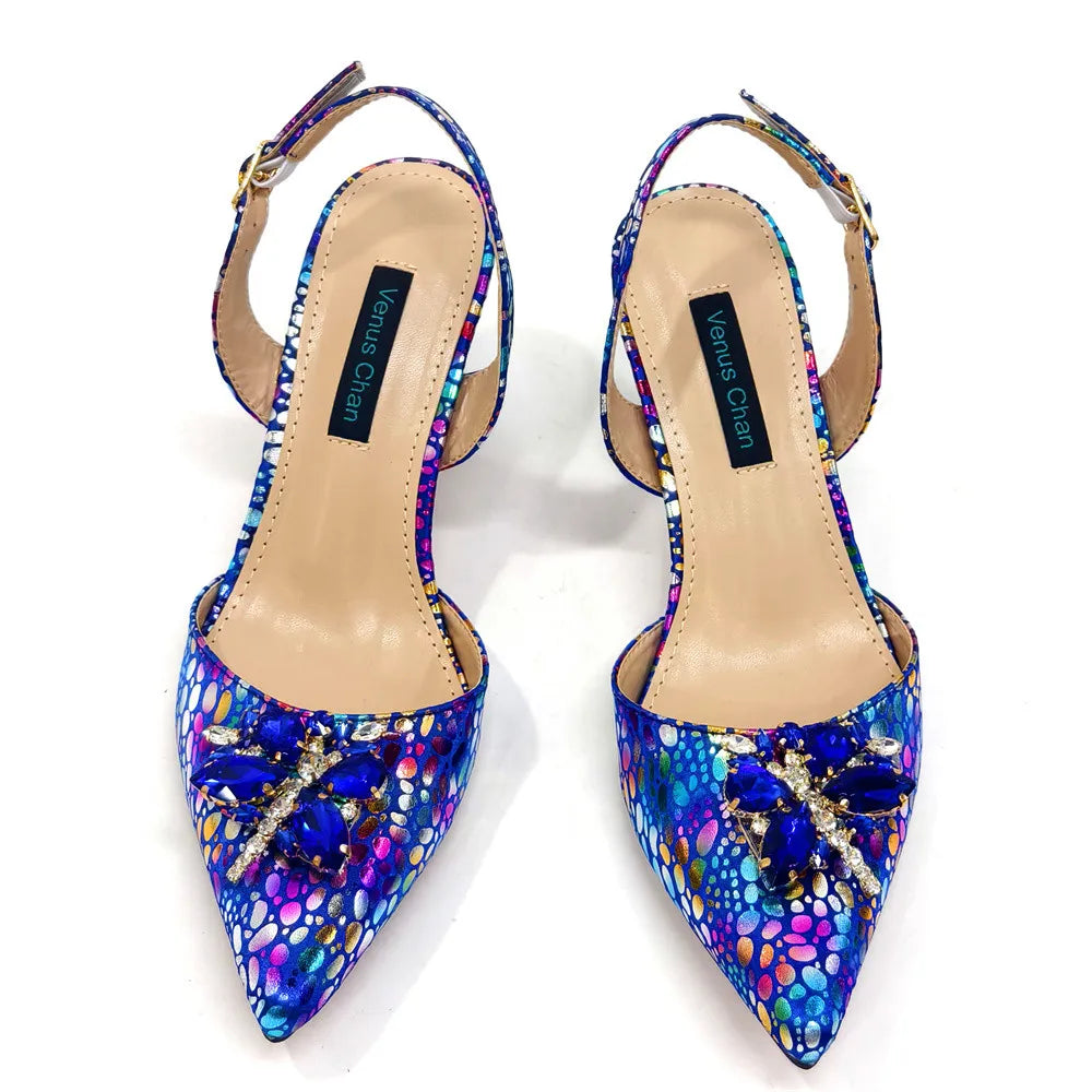 Chic matching bag set accompanying the yellow crystal design pumps for women, exuding luxury and style, perfect for formal occasions.