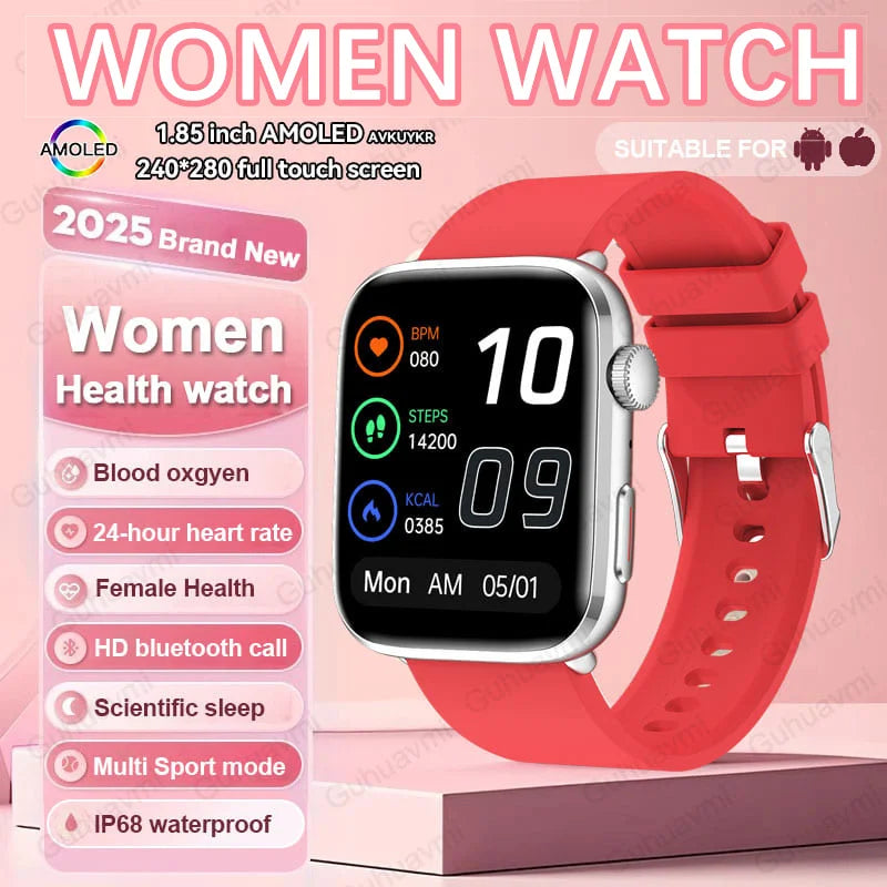 Sophisticated women's smartwatch with IP68 waterproof rating, delivering a blend of luxury design and cutting-edge technology for health and fitness monitoring.