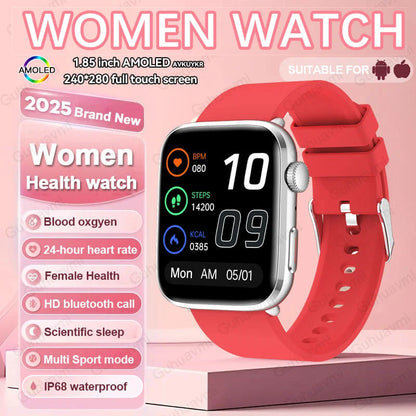 Sophisticated women's smartwatch with IP68 waterproof rating, delivering a blend of luxury design and cutting-edge technology for health and fitness monitoring.
