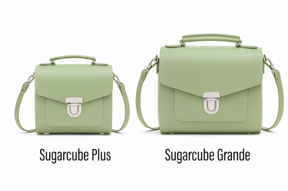 Handmade Sage Green Leather Sugarcube Handbag - Adjustable Crossbody/Clutch - Plus Size Available