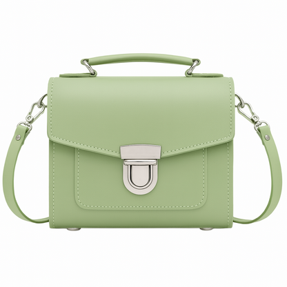 Handmade Sage Green Leather Sugarcube Handbag - Adjustable Crossbody/Clutch - Plus Size Available