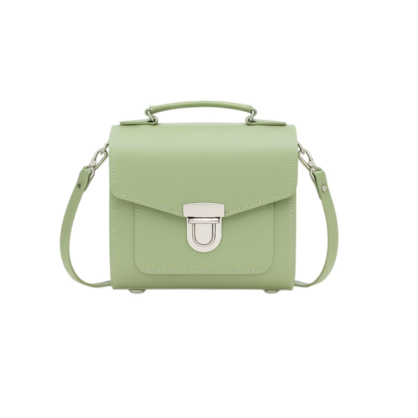 Handmade Sage Green Leather Sugarcube Handbag - Adjustable Crossbody/Clutch - Plus Size Available