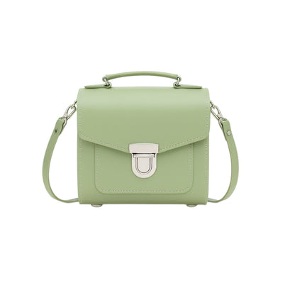 Handmade Sage Green Leather Sugarcube Handbag - Adjustable Crossbody/Clutch - Plus Size Available