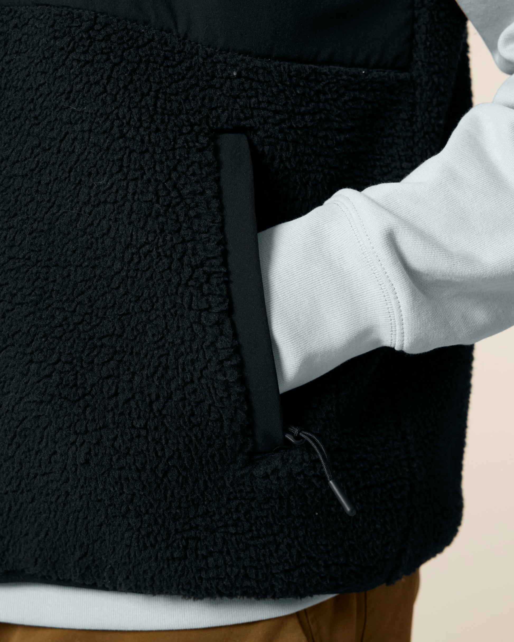 Luxurious unisex recycled Sherpa fleece bodywarmer by Earth Wardrobe, perfect for eco-conscious adventures.