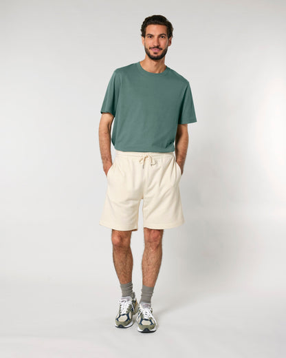 Versatile unisex jogger shorts designed for all body types, emphasized by inserted side seam pockets and a back welt pocket for practicality and style.