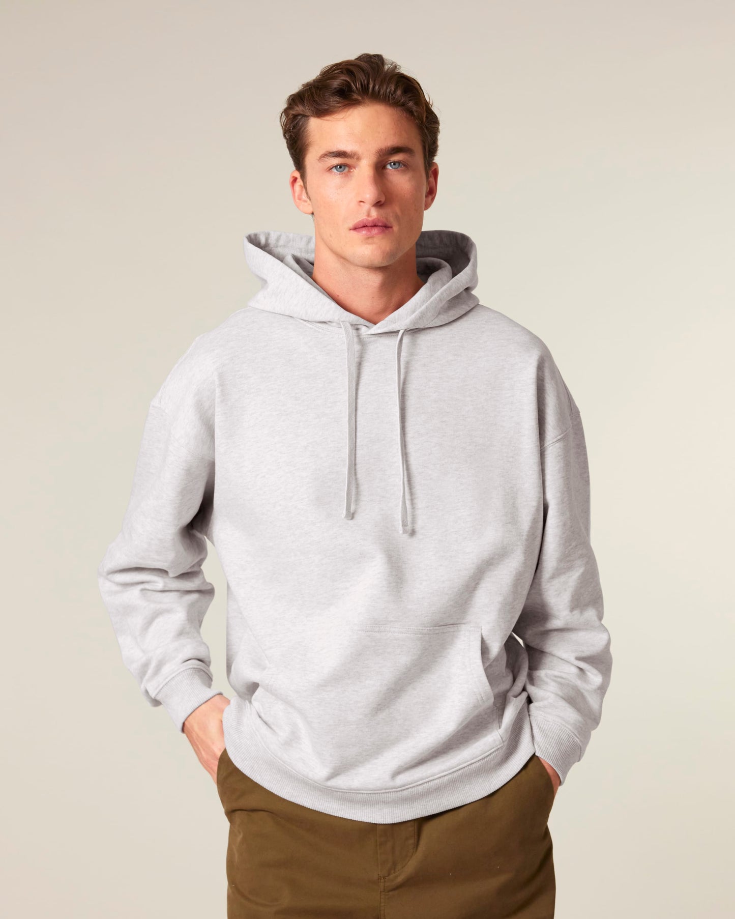 Luxurious organic heavyweight oversized hooded sweatshirt designed for unisex wear, showcasing premium fabric for ultimate comfort.