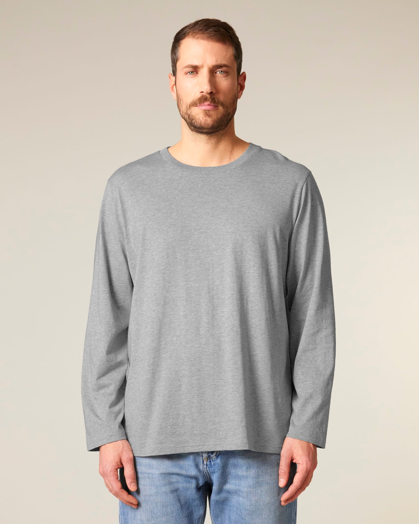 Close-up of Sustainable Organic Cotton Long Sleeve T-Shirt, highlighting the premium fabric quality and rich colour, ideal for sophisticated casual wear.