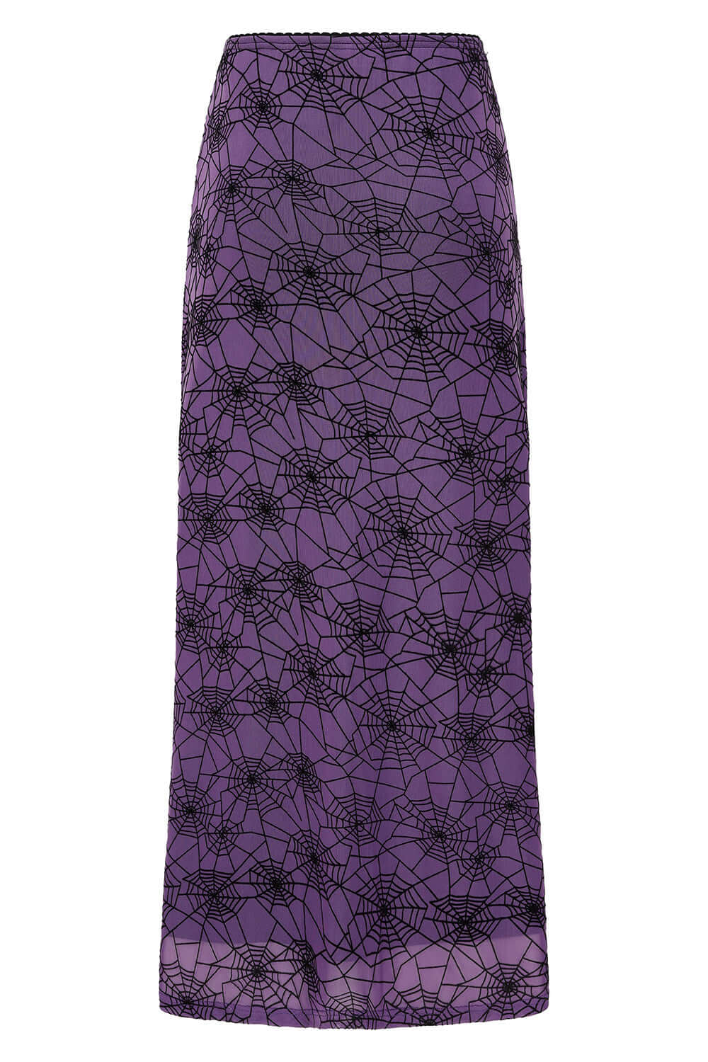 Model wearing Banned Apparel Seraphina Gothic Mesh Skirt styled for a dressy occasion, featuring alluring sheer overlay and flattering fit for sizes 8 and 10.