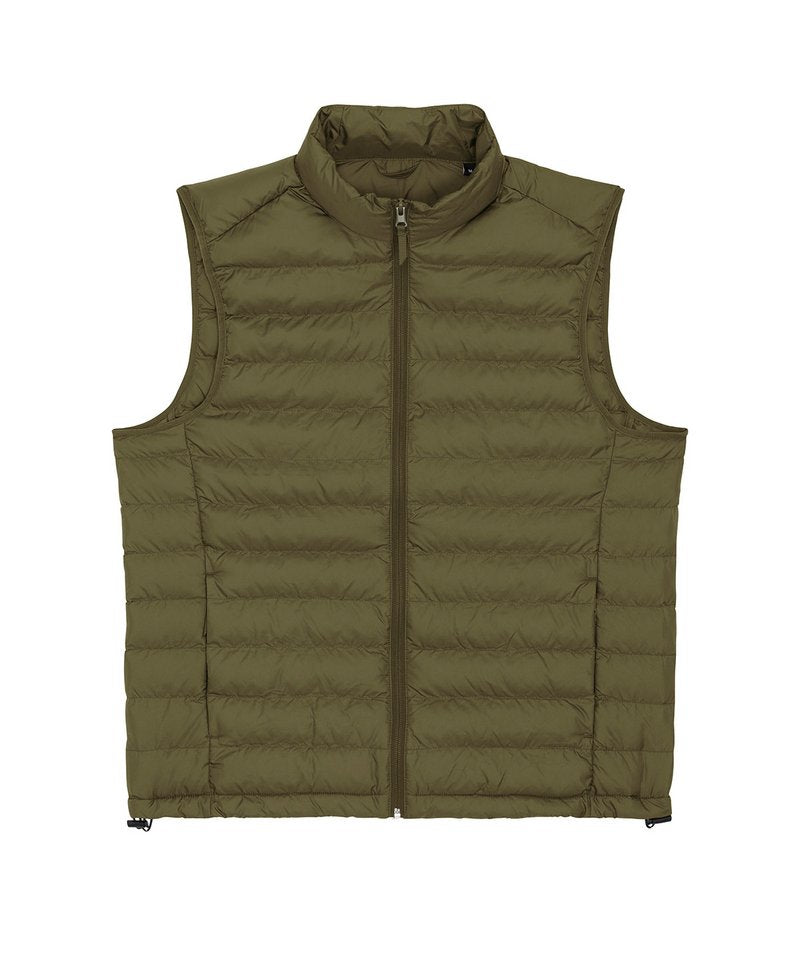 Stylish men's puffer bodywarmer in a contemporary design, perfect for adding a luxurious layer of warmth to any outfit while prioritising sustainability.