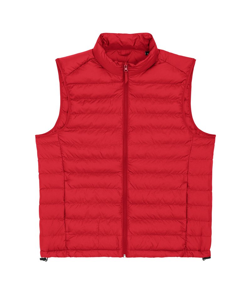 Elegant sustainable recycled polyester mens puffer bodywarmer in a rich colour, perfectly designed for layering and adding warmth to any outfit.