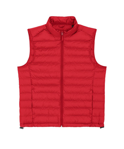 Elegant sustainable recycled polyester mens puffer bodywarmer in a rich colour, perfectly designed for layering and adding warmth to any outfit.