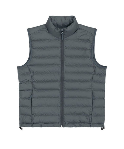 Luxury recycled polyester puffer bodywarmer for women, showcasing a light sleeveless design, perfect for stylish layering and eco-conscious fashion.