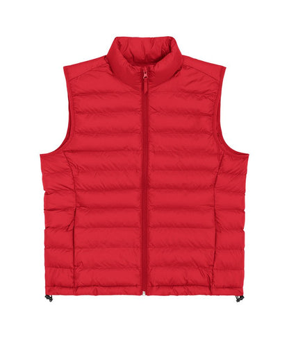 Elegant sleeveless jacket made from 100% recycled polyester, featuring a lightweight puffer style perfect for transitional weather.
