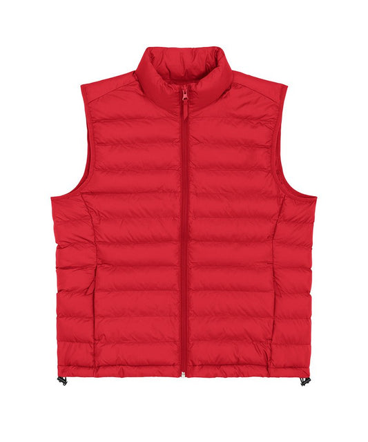 Elegant sleeveless jacket made from 100% recycled polyester, featuring a lightweight puffer style perfect for transitional weather.