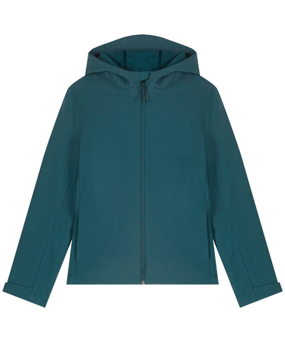 Close-up of eco-friendly women's hooded jacket showcasing premium recycled materials and exquisite craftsmanship for discerning customers.