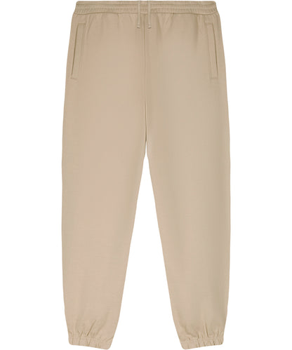 Close-up of heavyweight organic cotton sweatpants fabric with a dry-hand-feel finish, illustrating durability and quality craftsmanship, ideal for luxurious everyday wear.