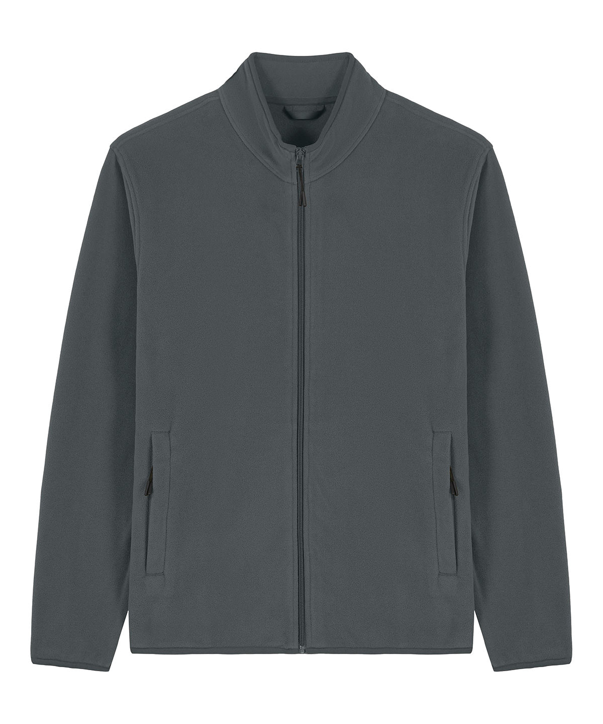 Luxurious recycled polyester fleece jacket for men, showcasing a soft, anti-pill finish and elegant design.