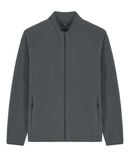 Luxurious recycled polyester fleece jacket for men, showcasing a soft, anti-pill finish and elegant design.