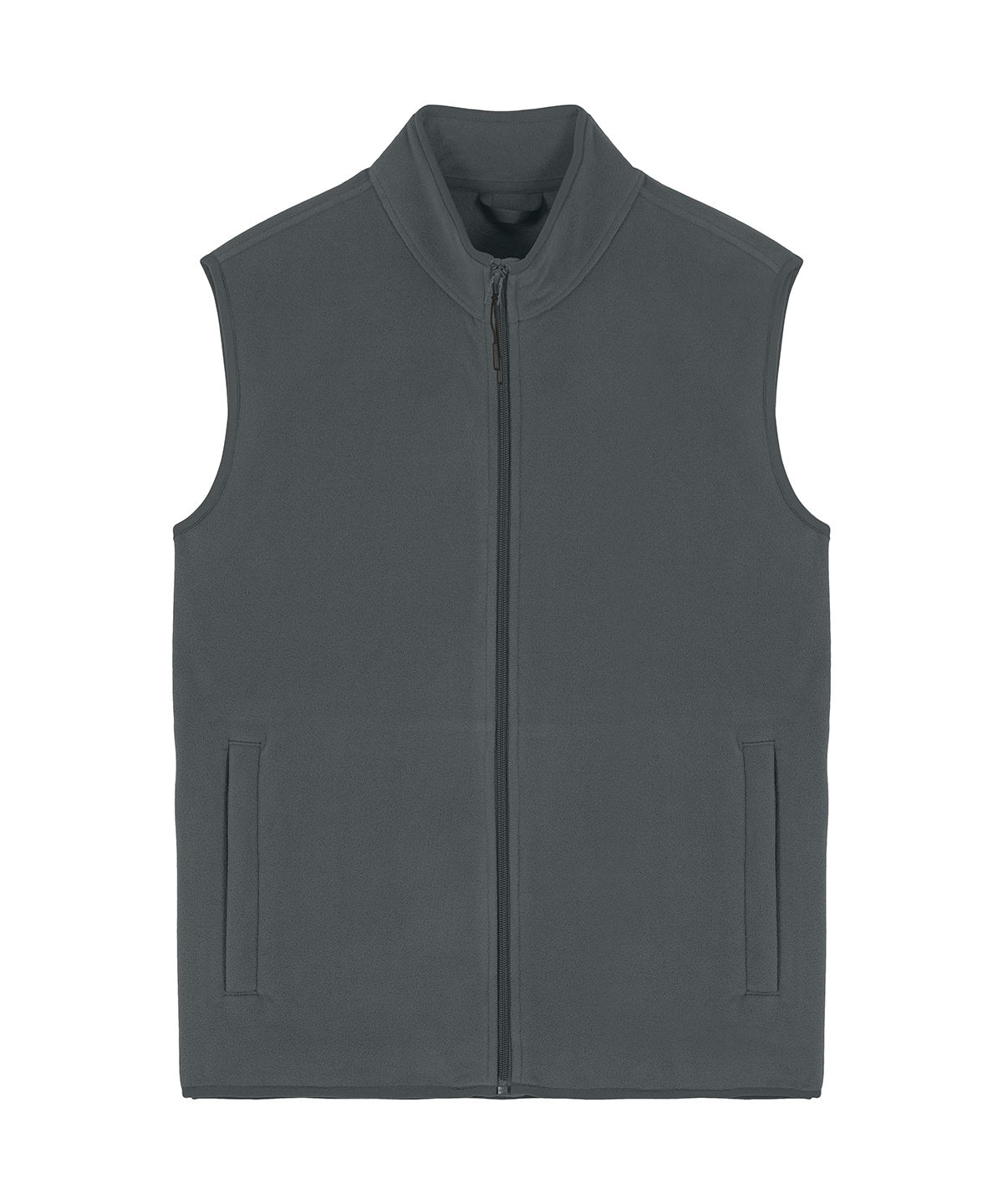 Luxurious men's sleeveless fleece bodywarmer showcasing sustainable fashion made from 100% recycled materials, perfect for chilly days.
