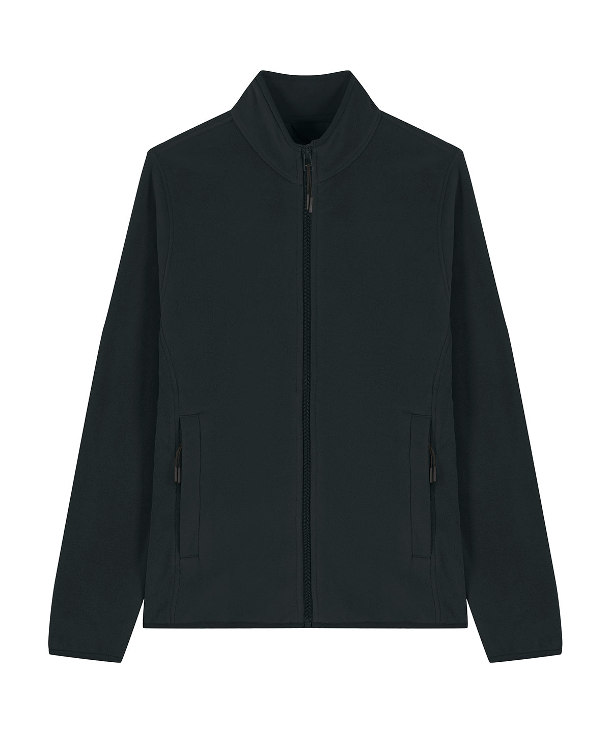 Elegant close-up of the Women's Fleece Jacket made from 100% recycled polyester, highlighting its sustainable craftsmanship and smooth finish.