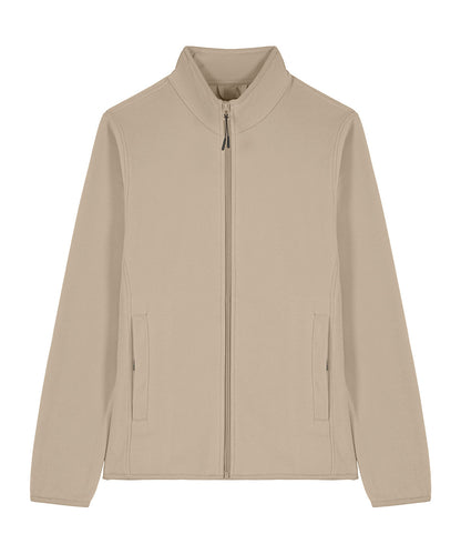 Luxurious women's recycled polyester fleece jacket in rich colour, designed for sustainable fashion and warmth in winter layering.