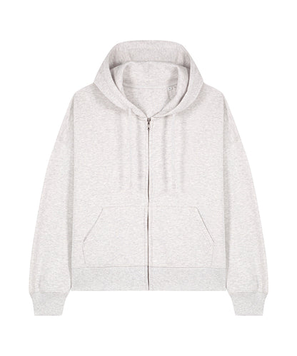 Luxury organic cotton hoodie for women featuring dropped shoulders and a tailored medium fit, perfect for casual elegance.