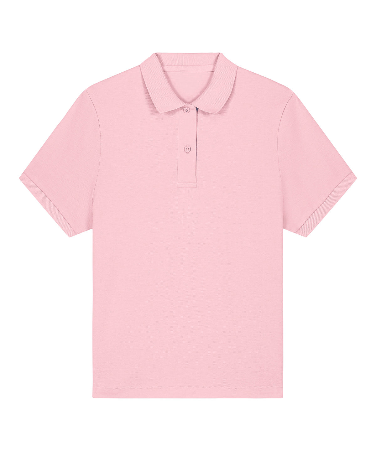 Elegant women's polo shirt made from 100% organic cotton, highlighting its breathable and soft texture.