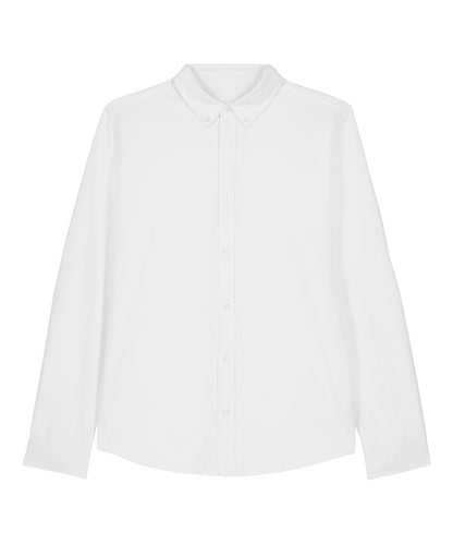 Elegant Men's Organic Cotton Oxford Long Sleeve Shirt by Earth Wardrobe, showcasing luxurious soft texture and timeless fit.