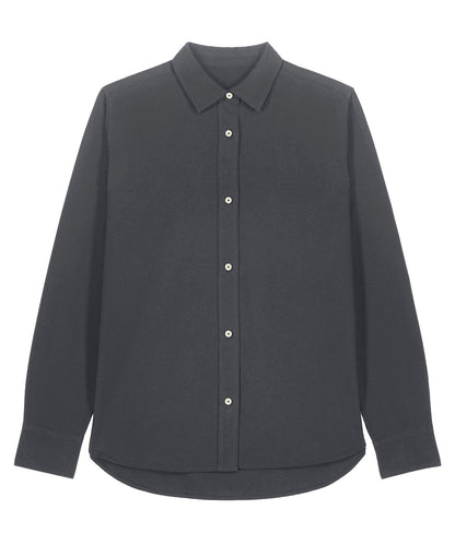 Elegant Women's Organic Cotton Oxford Long Sleeve Shirt from Earth Wardrobe, featuring a feminine fit and breathable fabric, perfect for both work and casual settings.