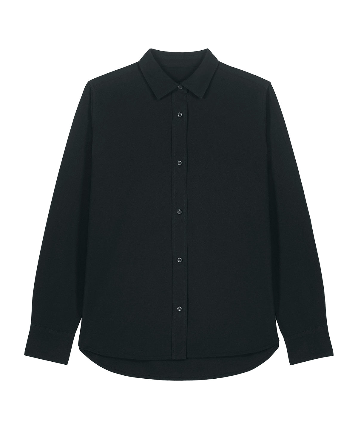 Versatile Womens Organic Cotton Oxford Long Sleeve Shirt styled for casual elegance, featuring delicate details and a flattering silhouette.