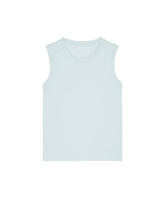 Luxury organic cotton high neck tank top for women in soft white, showcasing elegant design and superior comfort.
