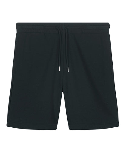 Luxurious premium organic cotton unisex jogger shorts in a serene natural setting, showcasing their eco-friendly fabric and soft texture.