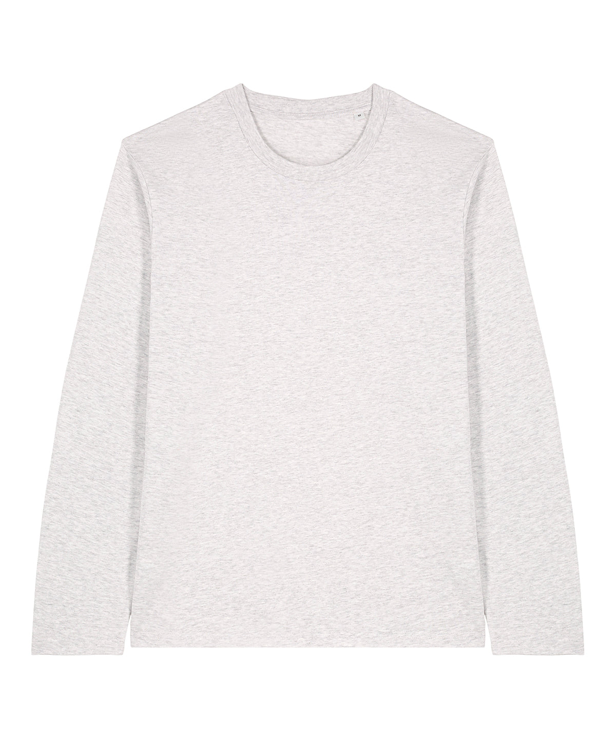 Close-up view of the soft, organic ringspun combed cotton fabric of the men's long sleeve t-shirt, highlighting its premium quality.