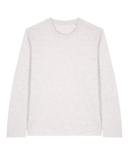 Close-up view of the soft, organic ringspun combed cotton fabric of the men's long sleeve t-shirt, highlighting its premium quality.