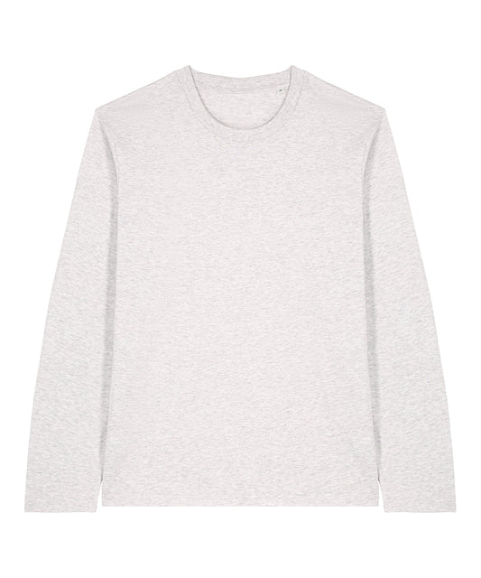 Close-up view of the soft, organic ringspun combed cotton fabric of the men's long sleeve t-shirt, highlighting its premium quality.