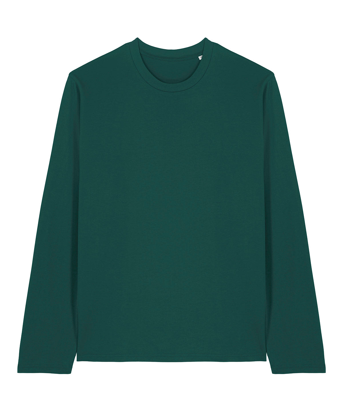 Casual look of luxury organic cotton long sleeve t-shirt worn alone, showcasing its elegant simplicity.
