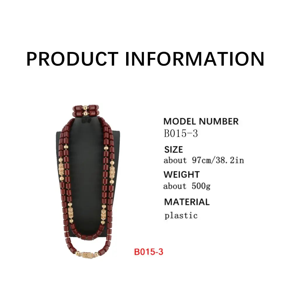 Elegant African wedding jewelry set featuring a stylish necklace, earrings, and bracelet adorned with resin beads, perfect for women to enhance their festive attire.